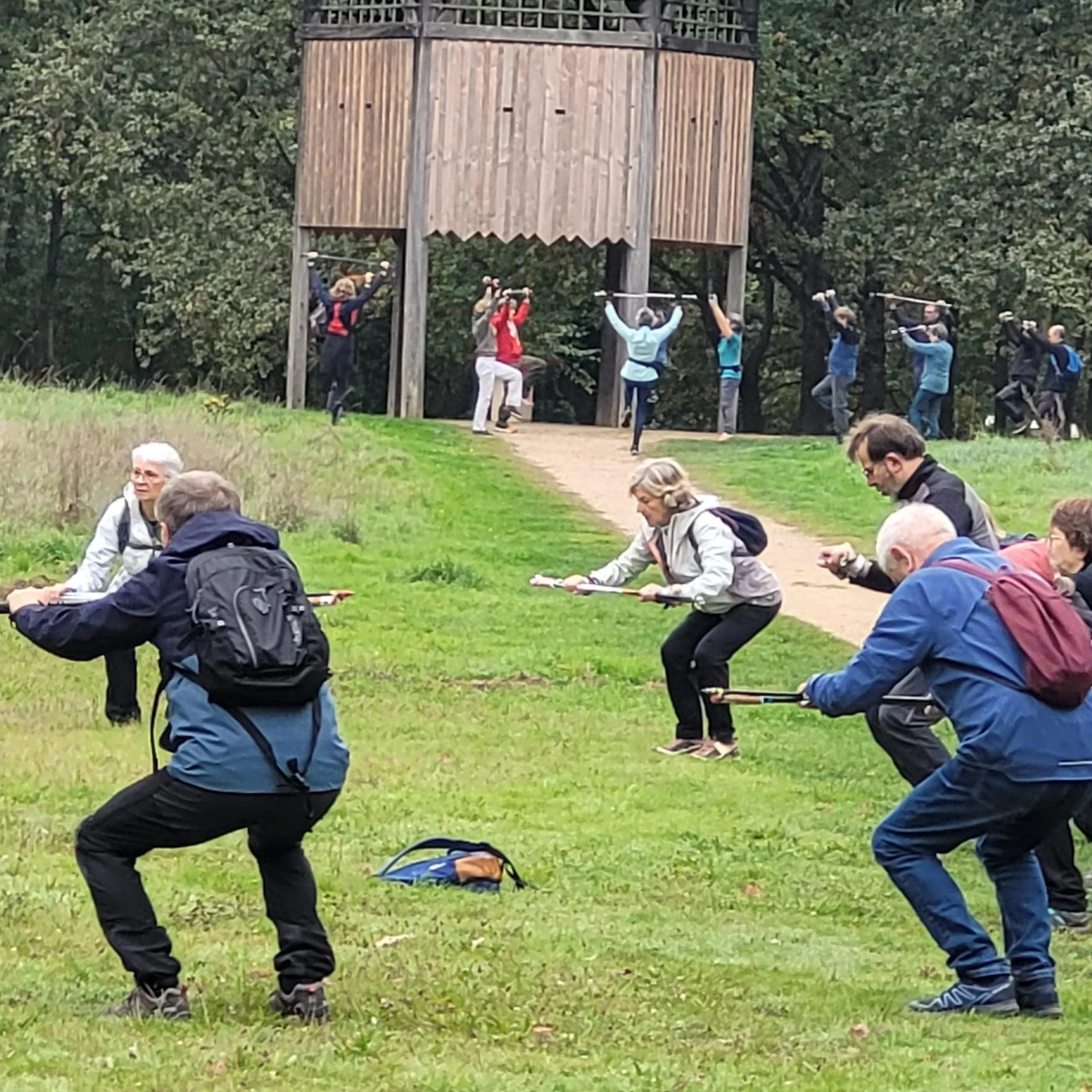 Etirements avant de partir, vraiment une très belle matinée pour tout le monde